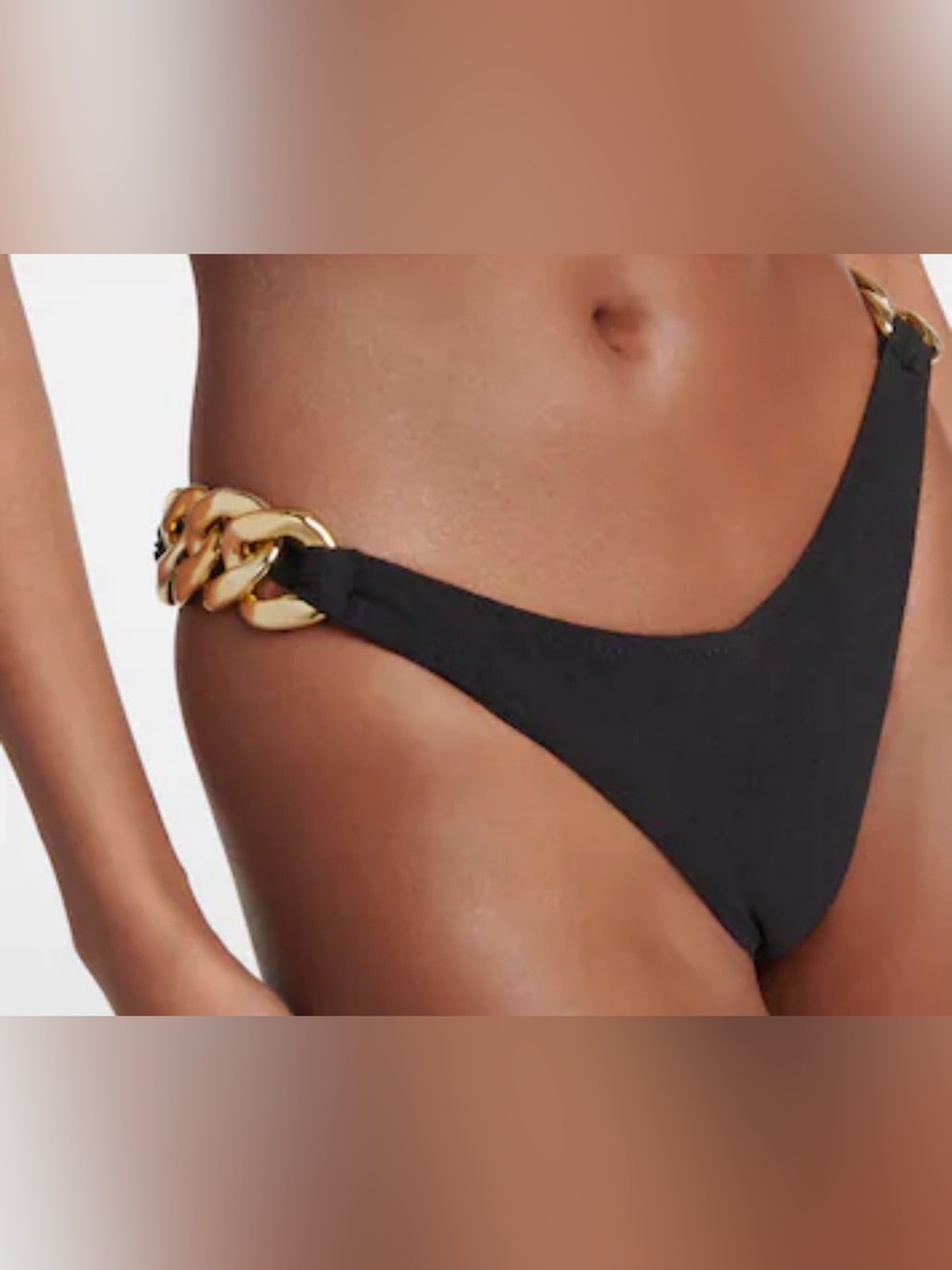 SAME Los Angeles Black Bikini Bottom with Gold Chain Trim